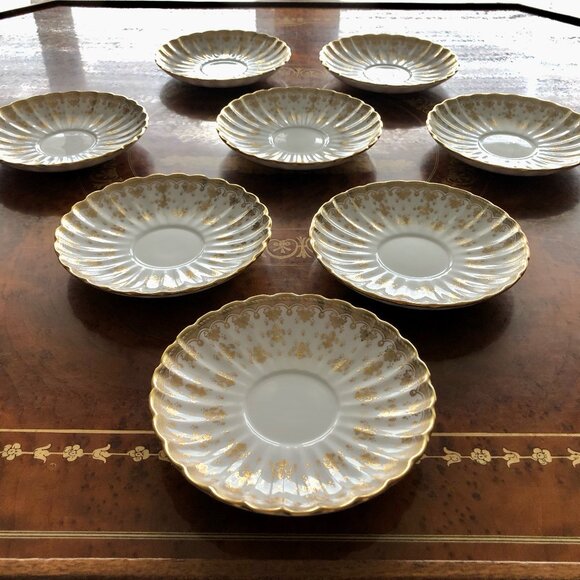 Spode Fleur De Lys Gold Saucers Lot Of 8 - Picture 7 of 8